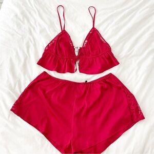 NWT Garage Belle Satin Lace Short Set L